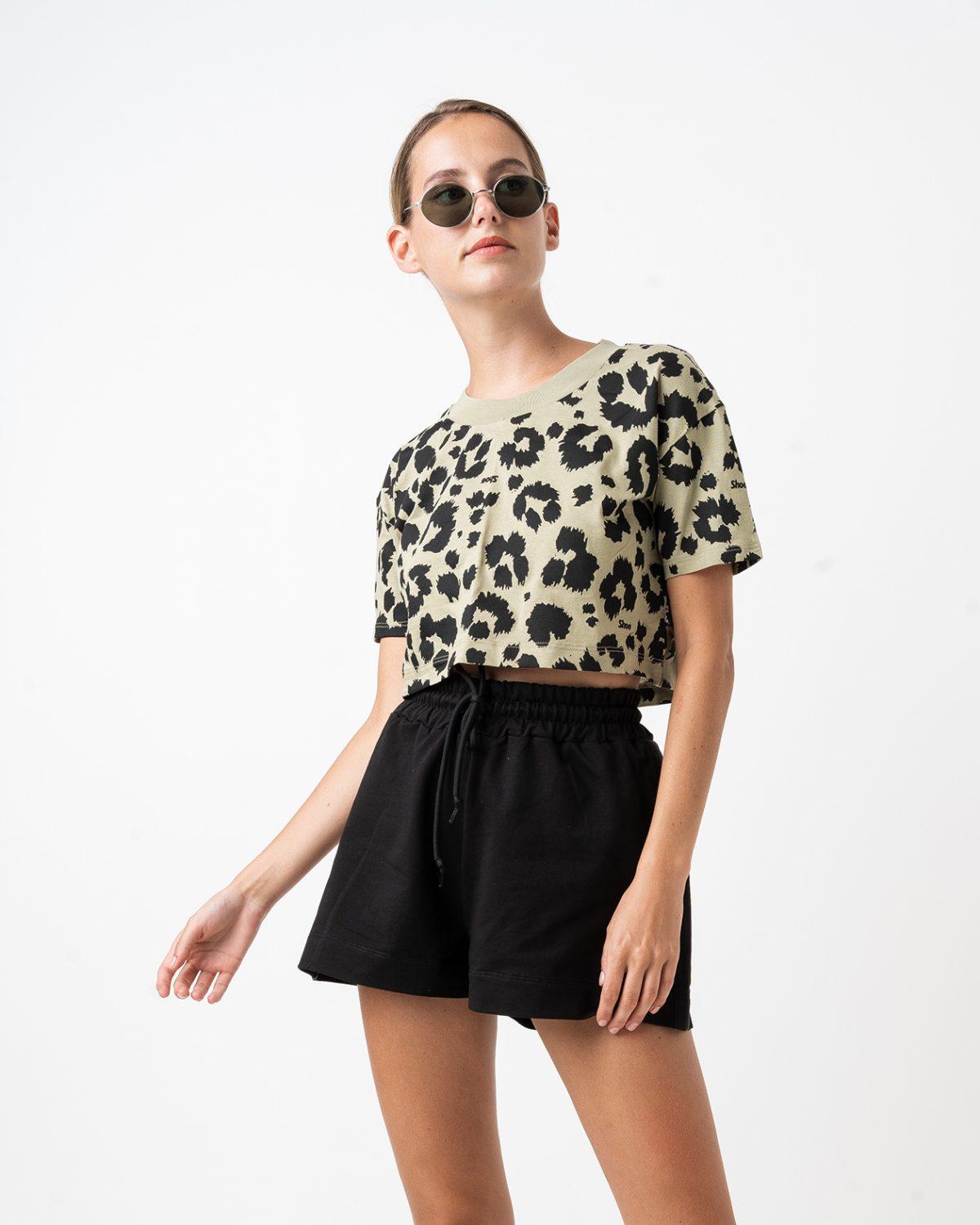 T-SHIRT CROP M/CORTA FANTASIA LEO SAGE