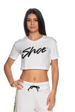 Carica l'immagine nel visualizzatore di Gallery, T-SHIRT M/CORTA CROP CON ZEBRA TAPE WHITE / BIANCO

